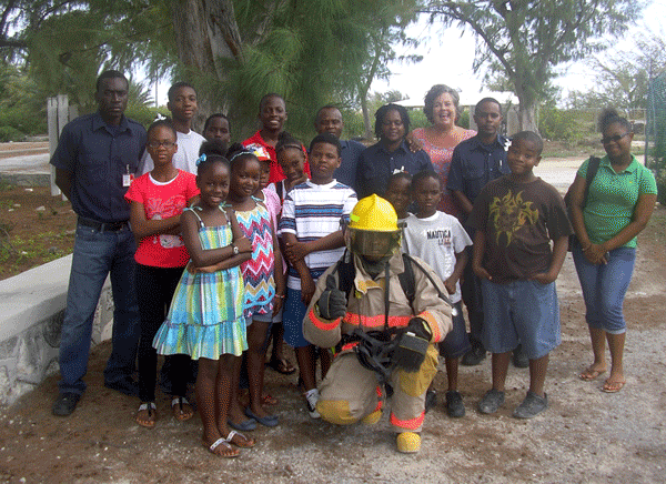 Children's Club visiting the Grand Turk Airport and fire station.