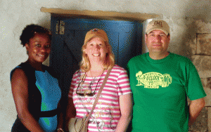 L-R: Karen Delancy, Marlene and Rolf Lagerquist visit the Grace Bay campus and Caicos Heritage House.